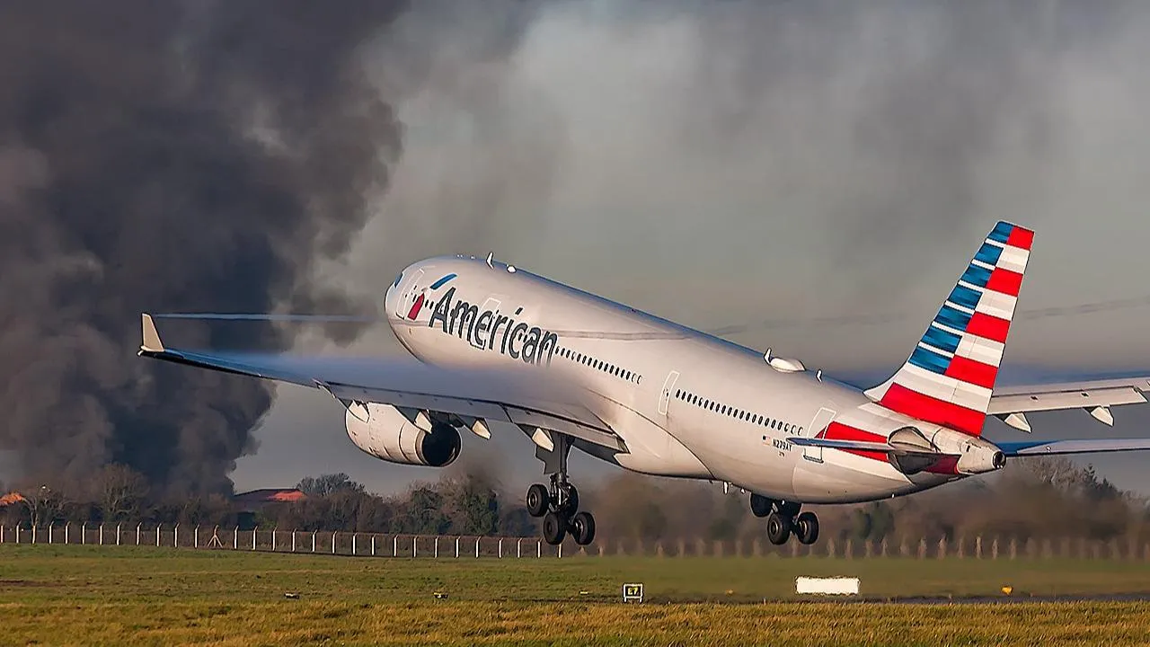 Самолет American Airlines загорелся во время стоянки в аэропорту Денвера