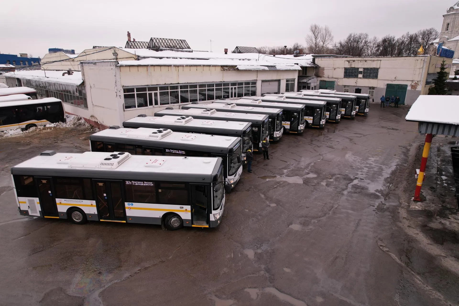 Новые автобусы в Видном. Съемка с коптера/РИАМО стрингеры