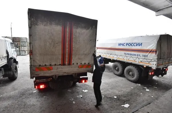 Машина с партией гуманитарной помощи, доставленной в Энергодар.