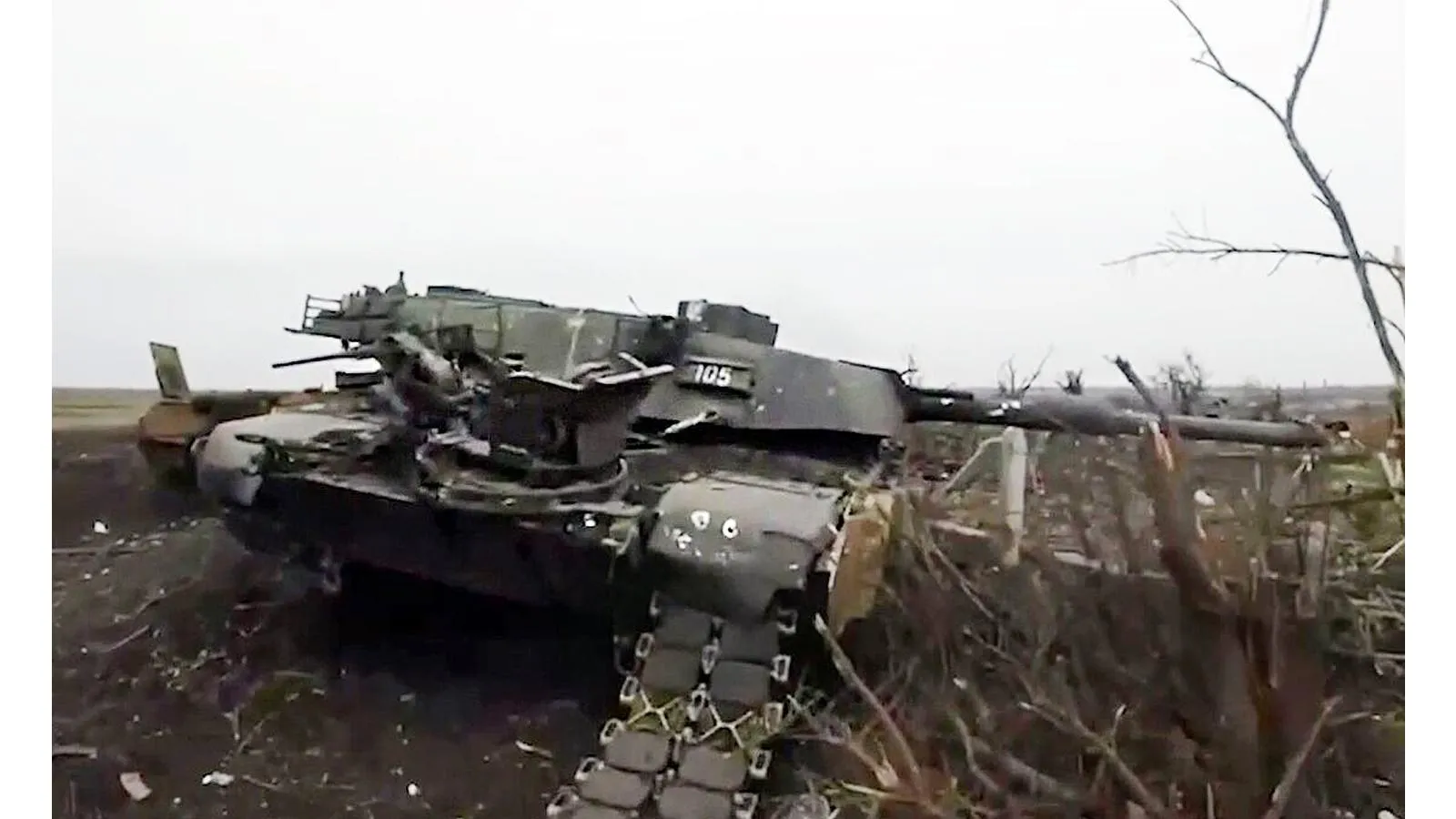 Подбитый танк Abrams под Авдеевкой