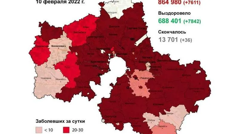 Тысяча сто двадцать пять случаев. Одинцовский округ вновь стал худшим по «короне»
