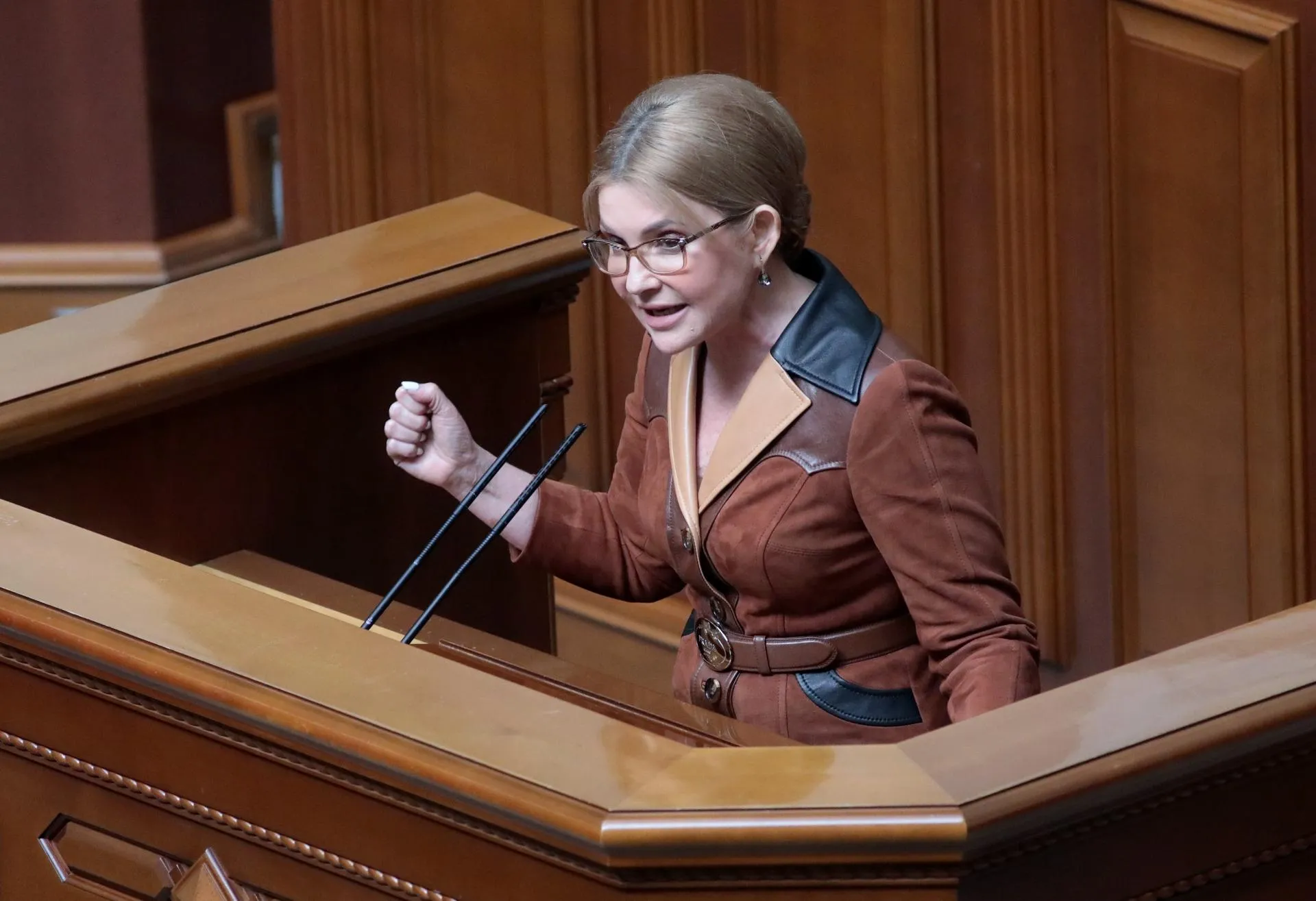 Юлия Тимошенко выступает в Верховной раде. Hennadii Minchenko/Keystone Press Agency