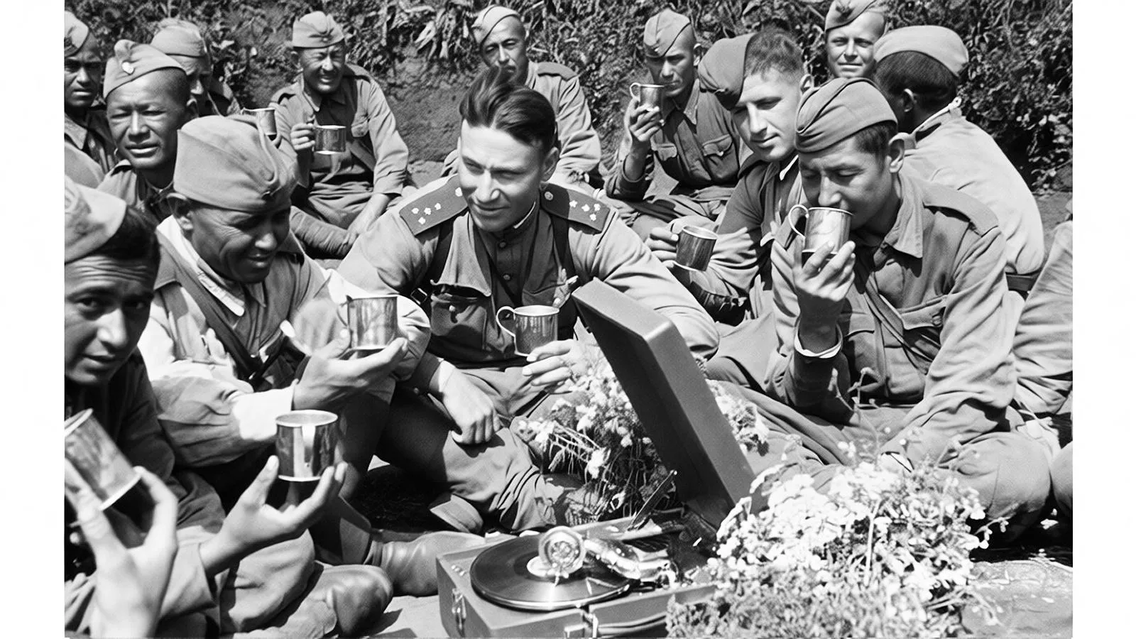 бойцы отдыхают у патефона, 1944 год. Марк Марков-Гринберг