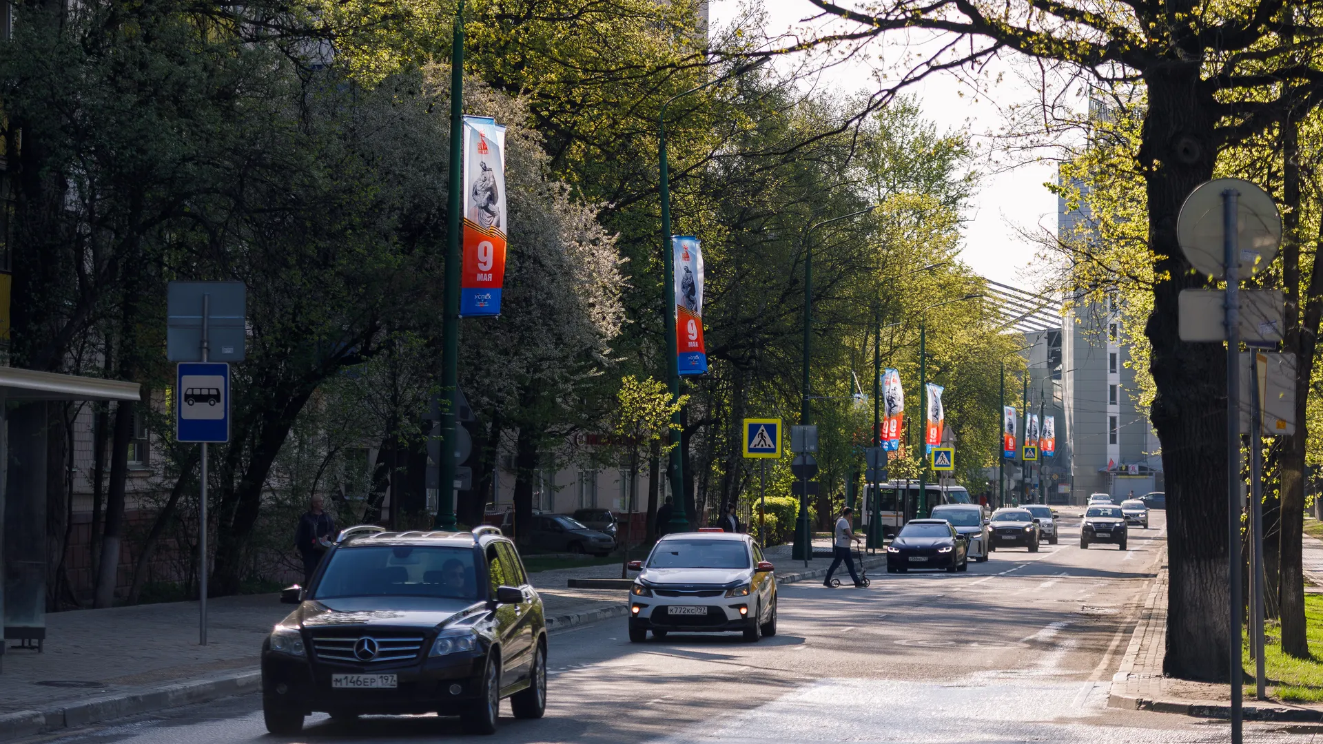 Украшение улиц ко Дню Победы в Химках