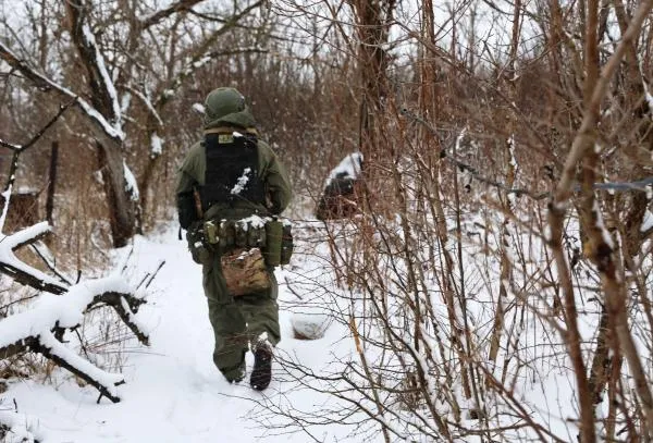 Боец российской армии под Авдеевкой