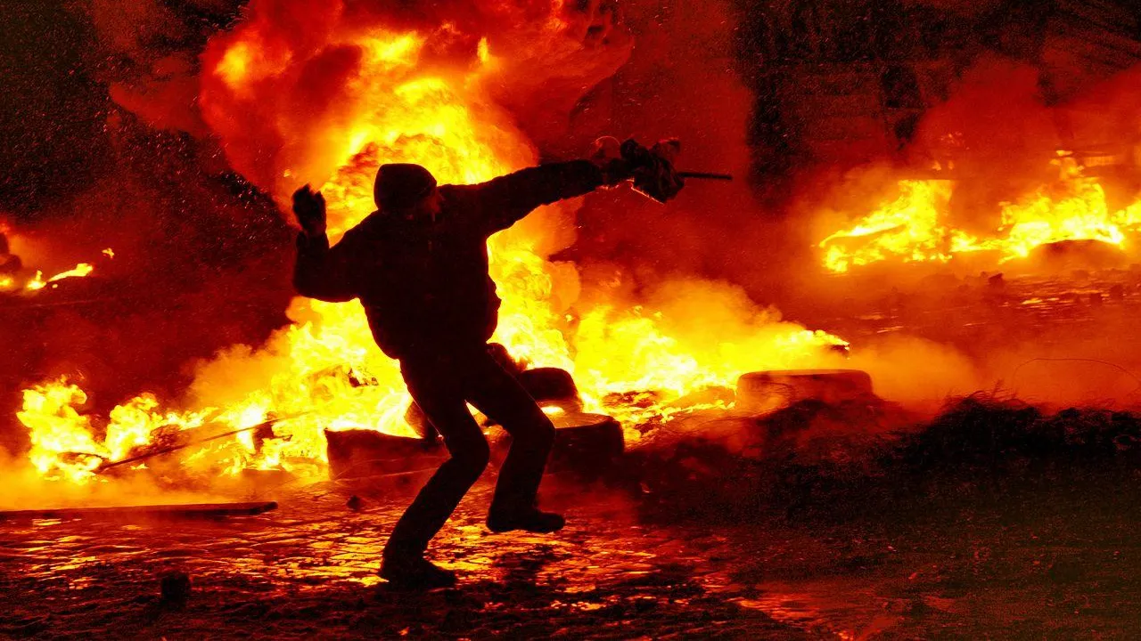 Киев, улица Грушевского, январь 2014 года