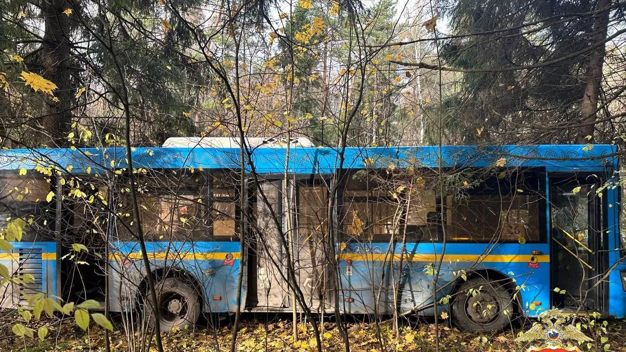 Автобус съехал в кювет в Мытищах